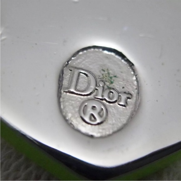 CHRISTIAN DIOR Green Heart Logo CD Silver Bracelet - Picture 5 of 12